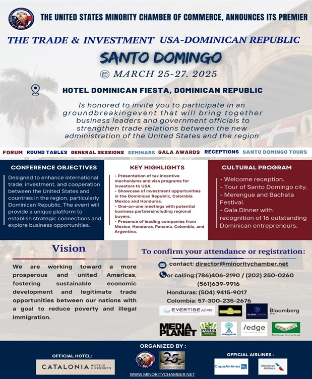 THE UNITED STATES MINORITY CHAMBER OF COMMERCE FOR AMERICAN MINORITIES EXTENDS ITS AMERICAN INFLUENCE ON COUNTRIES IN THE REGION, PROMOTING COURSES IN BUSINESS ENGLISH AND CUSTOMER SERVICE